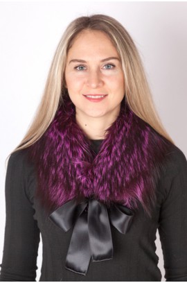 Fuchsia fox fur collar-neck warmer